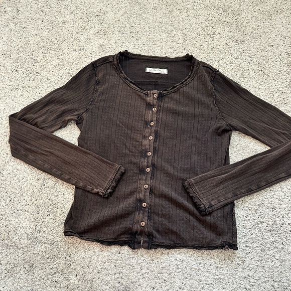 New We The Free Penny Pointelle Cardigan ~ Black - Picture 4 of 10